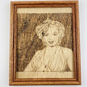 Handmade Art Etching Marilyn Monroe Wood Grains Carving Drawing Sketch Face Fron